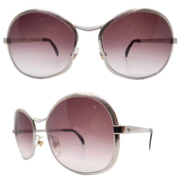 1970’s Unisex Metallic Silver Sunglasses, Made in Italy